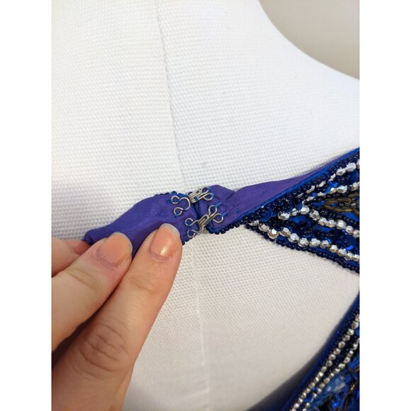 Vintage Augustat 80s Beaded Prom Gown Dress Art Deco Sequined Formal Sz 42/L - Picture 15 of 16